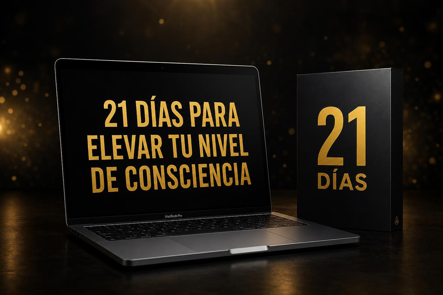 Programa 21 Dias para elevar tu nivel de consciencia mostrado en laptop